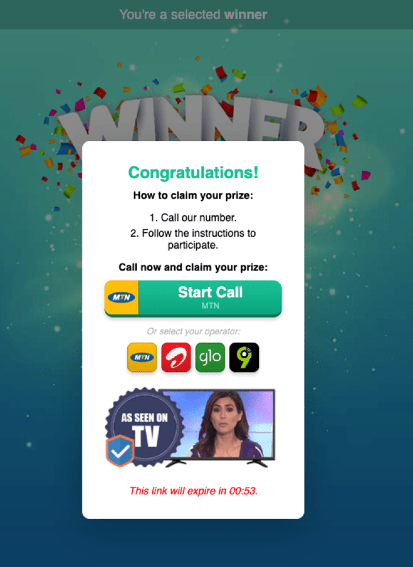 Пример IVR Click2Call предварительной посадочной страницы