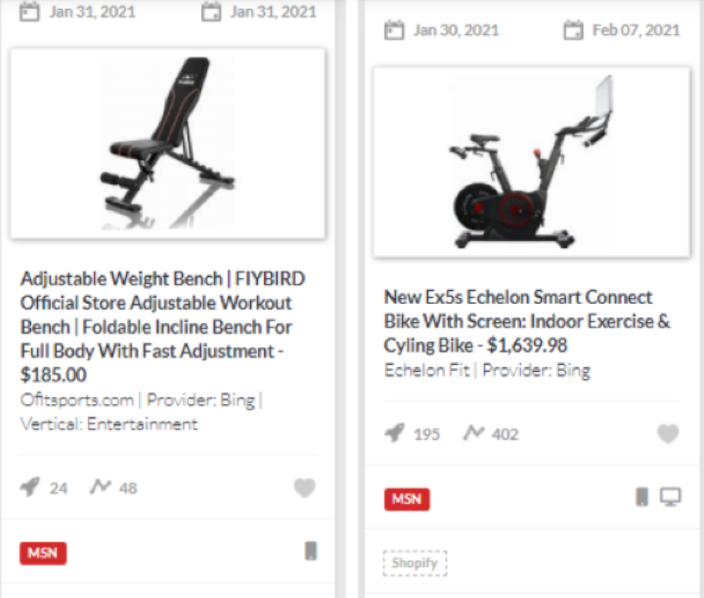 Home Office & Fitness Products Examples